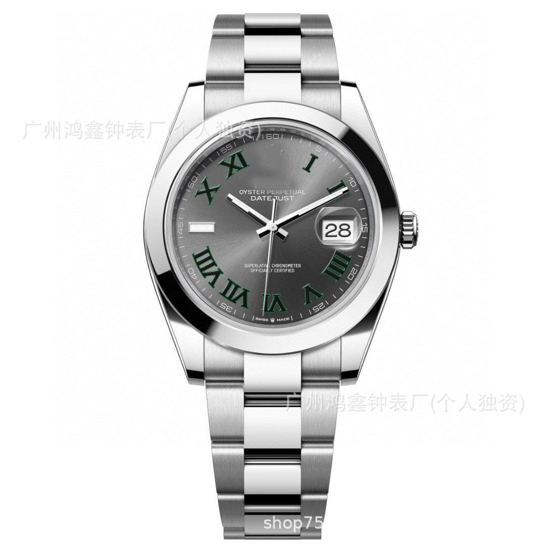 comercio exterior transfronterizo Oyster Registro de movimiento constante Reloj de apertura verde oliva Registro de hombre Reloj mecánico automático al por mayor