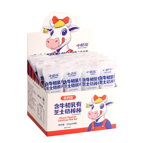 Independent small packaging colostrum cheese sticks snack wholesale 320g Itsjia small milk flower candy bar