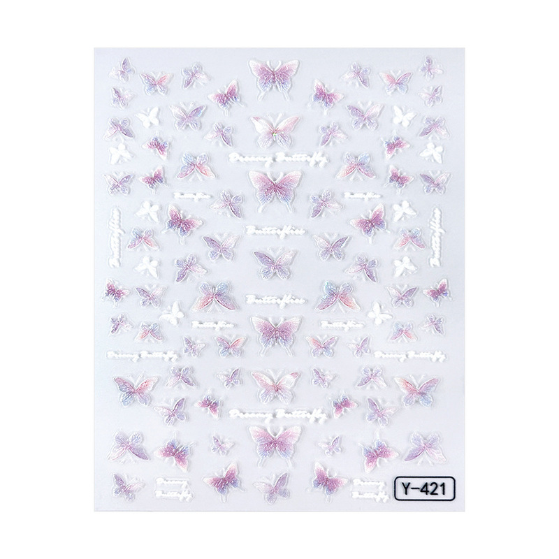 シェル光沢のあるガラスリボンネイルアートステッカー 5d レリーフ立体花かわいい落書きウェアラブルネイルステッカー|undefined
