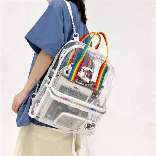 Cross-border Amazon pvc transparent student bag casual transparent beach bag backpack PVC school bag large capacity school bag