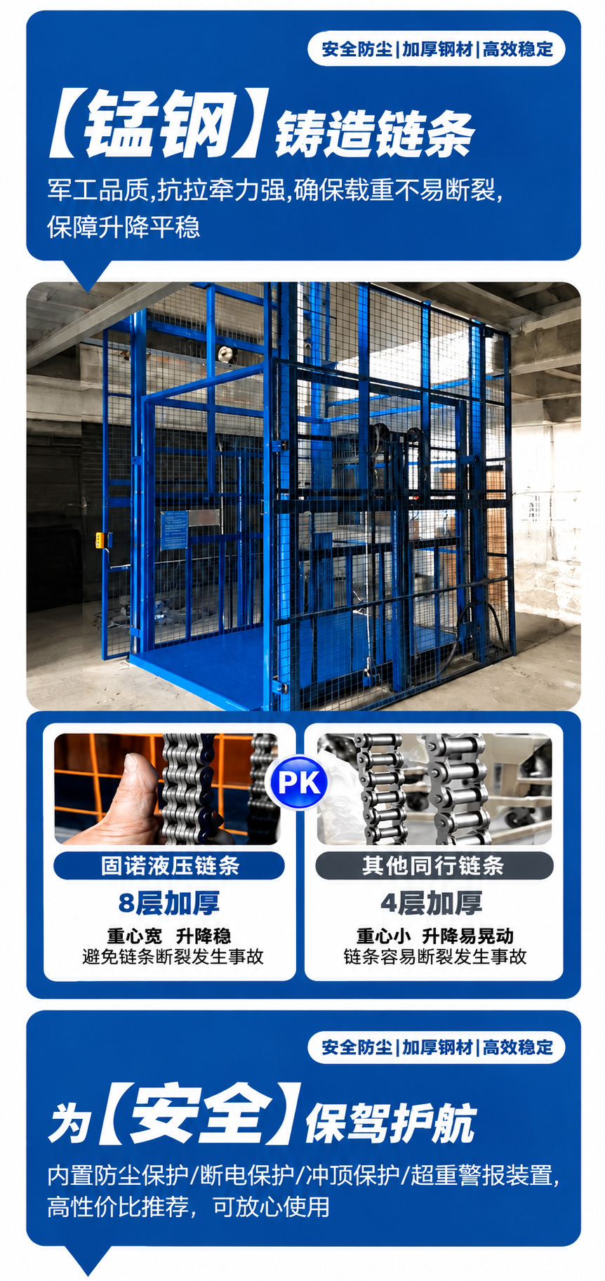 Cargo lift, hydraulic cargo lift, lifting platform, rail lift, large-tonnage workshop, factory, cold storage loading and unloading platform, rail