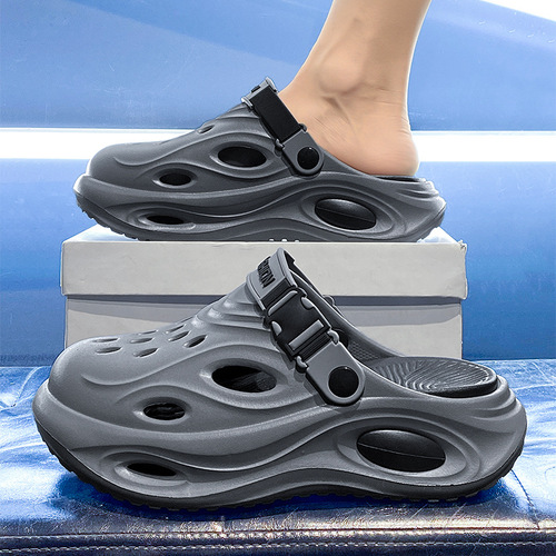 Men's Summer Outer Wear Hiking Slides with Non-slip, Anti-odor, Rounded Toe, Cool Slipper Soft Sole Sports Waterproof Beach Shoes