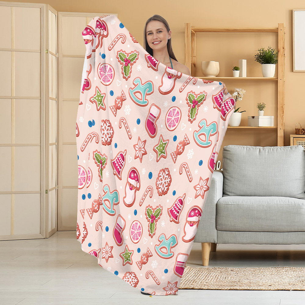 Manta de Franela Festiva con Estampado Navideño, Manta para Siesta, Manta para Aire Acondicionado, Manta Gruesa para Sofá, Manta para Dormitorio