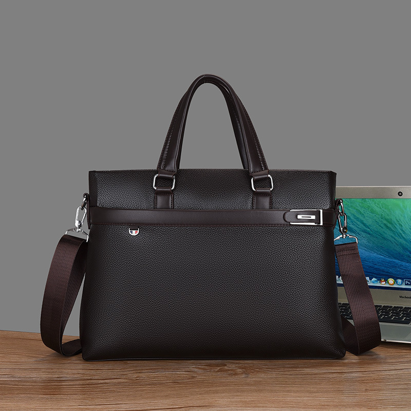 Cross-border New Men's Handbag Business Briefcase Shoulder Crossbody Bag Soft PU Leather Computer Bag Casual Trendy Men's Bag