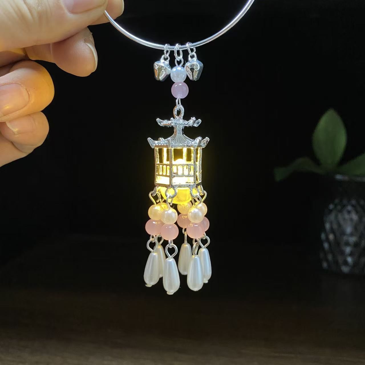 Silver bracelet (pink) 0647