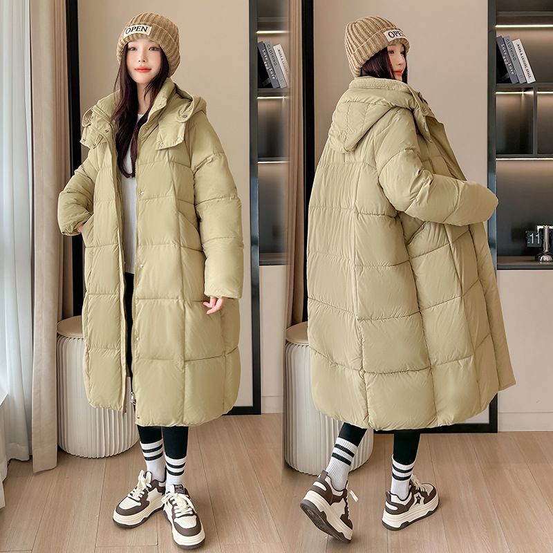 Gran tamaño ruso de invierno grueso largo sobre la rodilla versión suelta de algodón de moda nueva chaqueta con capuz cálida de mujer image 3