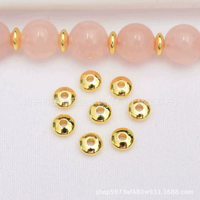 Color-Preserving 18K Gold-Covered Glossy Abacus Spacer 4mm 5mm Bracelet Spacer Beads Accessories Crystal DIY Bracelet Braided Rope Beads (Zərgərlik ara hissələri) - golden-yellow-4mm-20-pieces