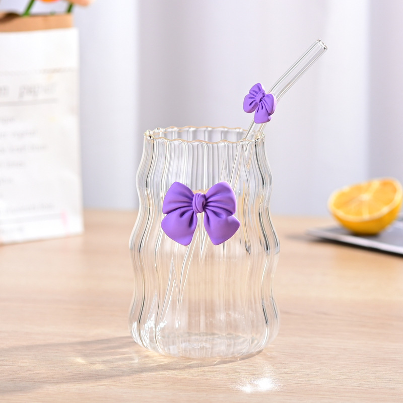 Taza en espiral Taza de bebida fría regordeta Taza de té con leche Taza de nube Taza de vidrio de café con pajita Taza de jugo de borosilicato alto