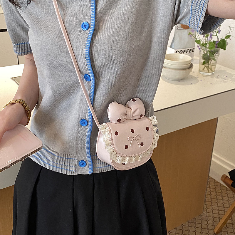 Bolsas de niños dulces lindos arcos bolsas de hombro para hombres y mujeres, bolsas de acessorios de encaje de princesa