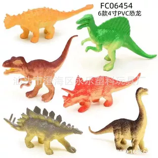 生产定制6款PVC软胶恐龙模型玩具 可上色白胚塑料恐龙赠品