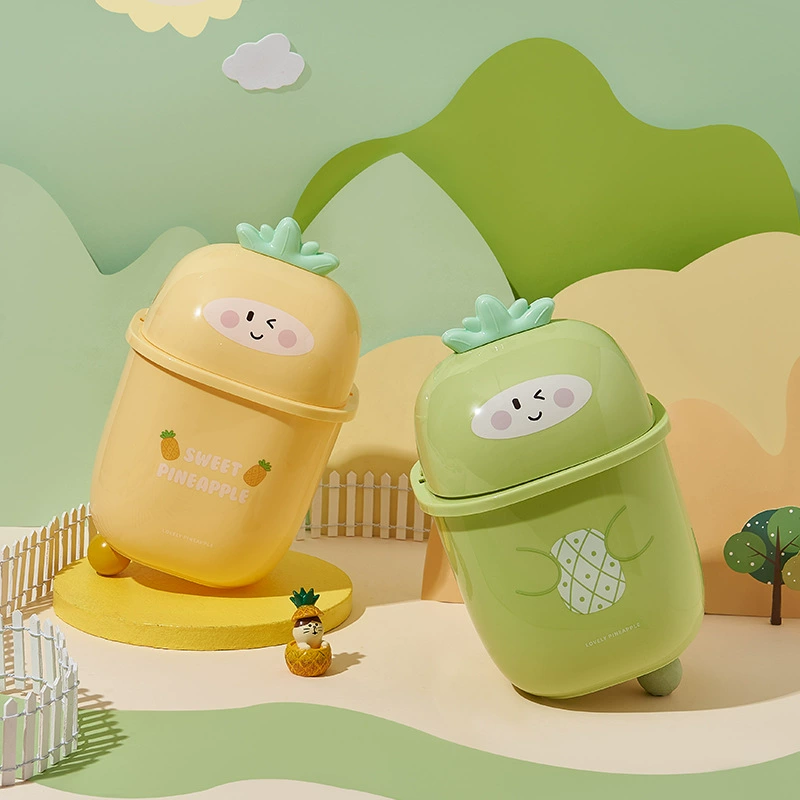 Новый ананас Настольный маленький мусорный бак мини милый детский мини ветер мультфильм офис спальня дома гостиная