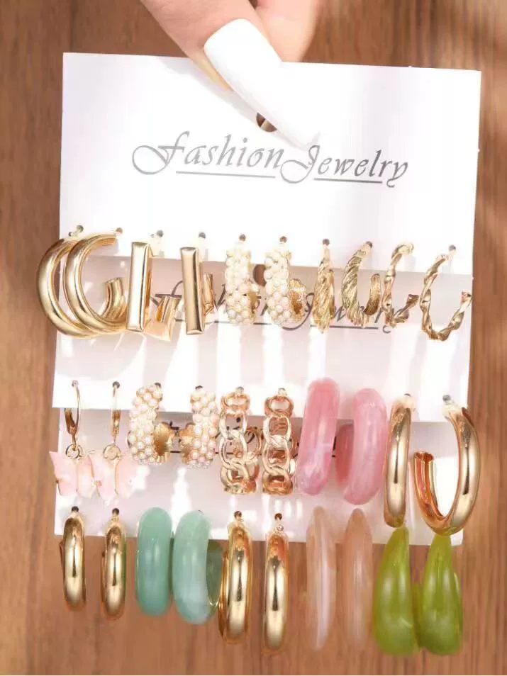 Metal Earrings Set, Retro Creative Design with Pigtail Hooks, Simple Elegant, Assorted Colors