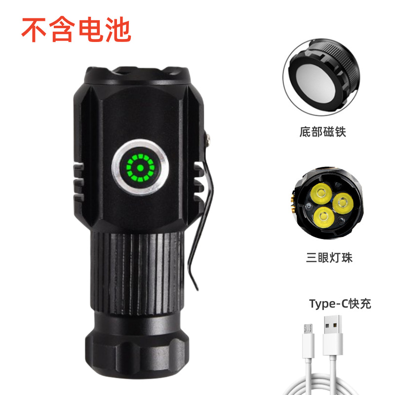 Caliente pequeña pistola de acero fuerte linterna de luz martillo de seguridad del coche linterna de emergencia iluminación al aire libre portátil recargable