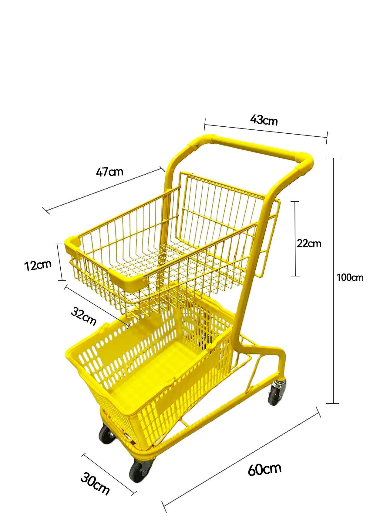 Supermercados multifuncionales agarran carritos de muñecas, centros comerciales de dos pisos, carritos de compras, puestos rojos de la red, carritos domésticos