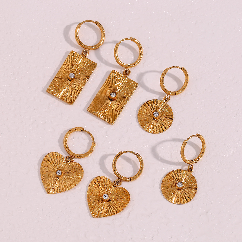 Fashion Geometric Heart Shape Stainless Steel Plating Zircon Pendant Necklace 1 Piece