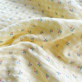 韩系ins小碎花泡泡涤棉印花连衣裙服装面料小清新娃衣发圈桌布料