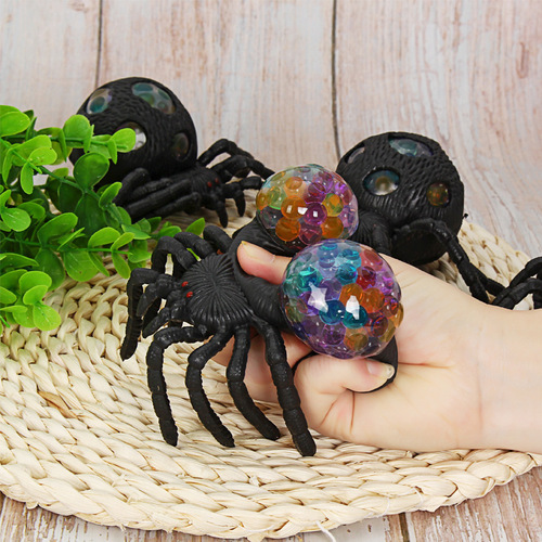 Funny Simulation Tricky Black Pinch Le Stress Relief Beads Black Spider Toy Ball