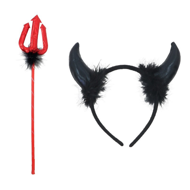 Nuevo Halloween de encaje pequeño bastón demonio corno demonio buey corno de cabello transfronterizo para espectáculos de baile props