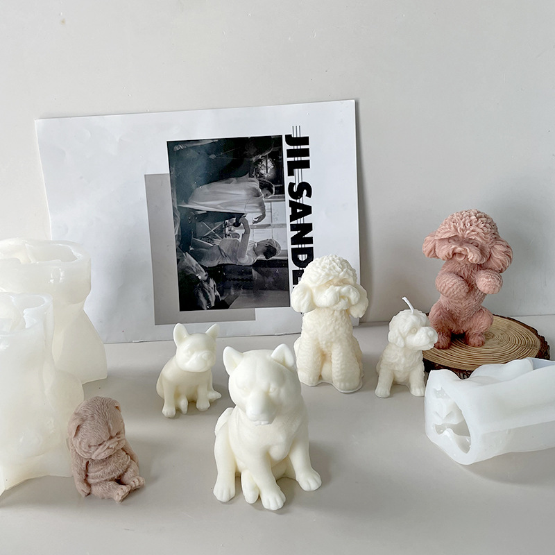 Jiahui Teddy Puppy aromaterapia vela molde de silicona DIY cachorro jabón hecho a mano decoración de yeso herramienta abrasiva
