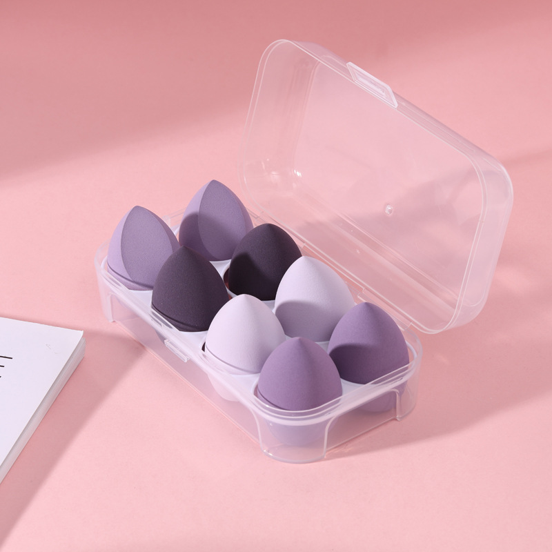 Venta directa de fábrica cáscara de huevo belleza huevo no comer polvo súper suave en caja soplo de polvo húmedo y seco de doble uso maquillaje esponja maquillaje huevo