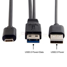 USB3.0公转接线对USB-C数据延长线 双A公对usb 3.1接数据线