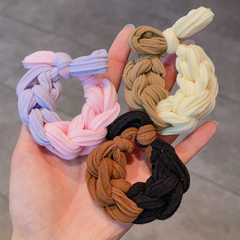 Niños gruesos trenzados lindos cabello de correa de dopamina de color cuerda de cabeza de bola de cola de caballo no lesionar joyas para el cabello