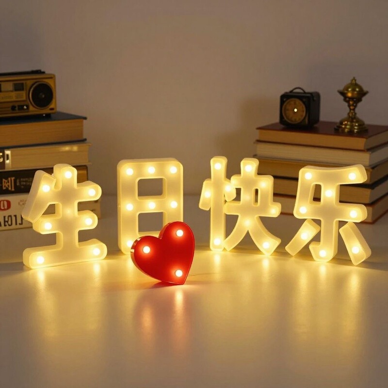 Letter Lamp Happy Birthday Scene Layout Decorative Word Plate Trunk Chinese Valentine's Day Surprise Proposal Atmosphere Light Letter Lamp Happy Birthday Scene Layout Decorative Word Plate Trunk Chinese Valentine's Day Surprise Proposal Atmosphere Light