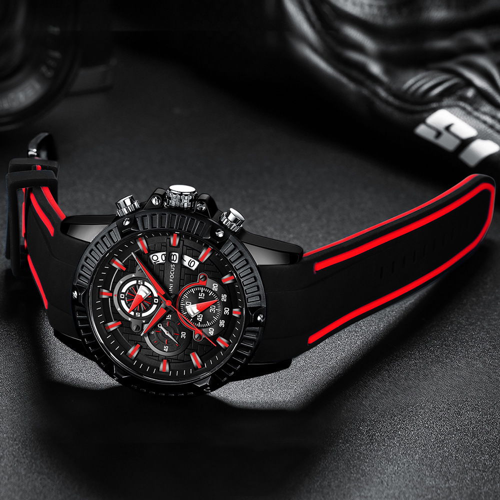 Men's Multifunctional Waterproof Quartz Sports Watch Fashion 0244G Luxury/Rubber Core Life Waterproof New With Tags_voghion.com