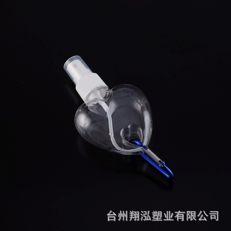 En stock fabricante 50ml amor gancho botella de spray alcohol gel desechable desinfectante de manos mosquetón portátil gancho botella