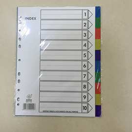 高的G010A分页纸10页塑料隔页纸11孔数字PP索引纸10色分类标签纸