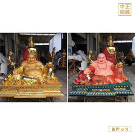 佛家寺庙彩绘弥勒佛像 黄铜大肚弥勒佛铜像 金身弥勒佛像图片