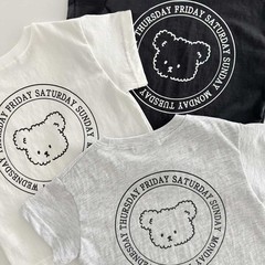 24 summer Korean version bear printed T-shirt ins style children's short-sleeved single T children's short-sleeved tops sports short-sleeved