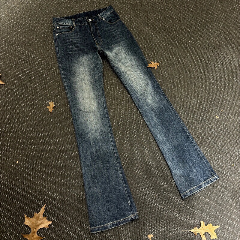 2025 American Retro Blue Bamboo Faded Washed Vintage Flared Fit Jeans for Men 2025 American Retro Blue Bamboo Faded Washed Vintage Flared Fit Jeans for Men