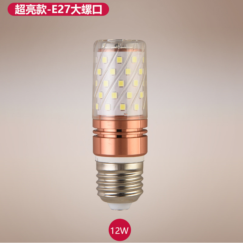 Bombilla de maíz LED E14 pequeño tornillo E27 gran boca araña de cristal vela fuente de luz 12W16W brillante cabeza de luz fuerte
