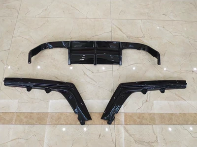Suitable for Bmw F80F82 Rear Lip M3M4 Modified V-Style Three-Stage Tail Lip Rear Spoiler Small Surround Kit (Big Surrounded) - v-model-without-lighted-rear-lip-gloss-black