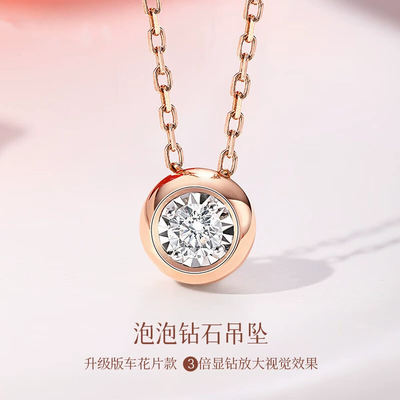 JIUJIU Ювелирные изделия фантазии пузырь бриллиантовое ожерелье из стерлингового серебра с покрытием из розового золота 18K настоящая цепочка с бриллиантами