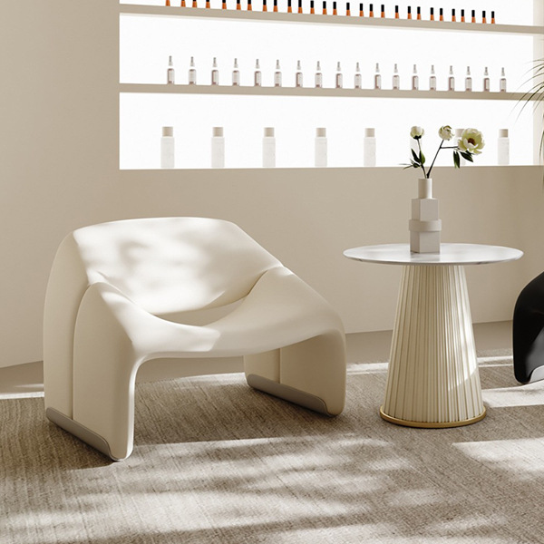 Francés color crema insofá perezoso salón de belleza club pequeño sala de estar mesa de negociación combinación de sillas