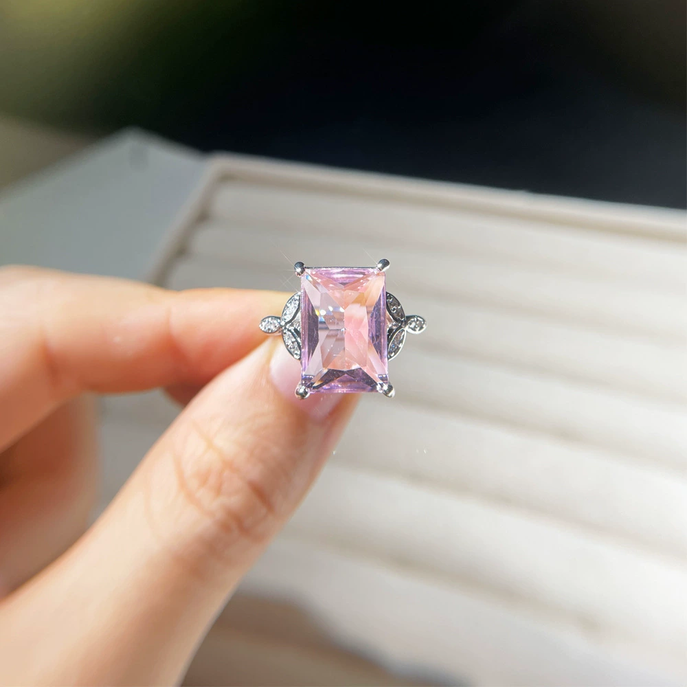 Creative fashionable rectangular zirconium, wedding ring, jewelry, European style