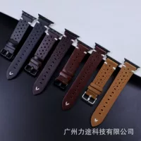 Подходит для Apple Watch ремешок из натуральной кожи масляный воск пористая дышащая воловья кожа ручной работы отверстие для часов цепочка ретро