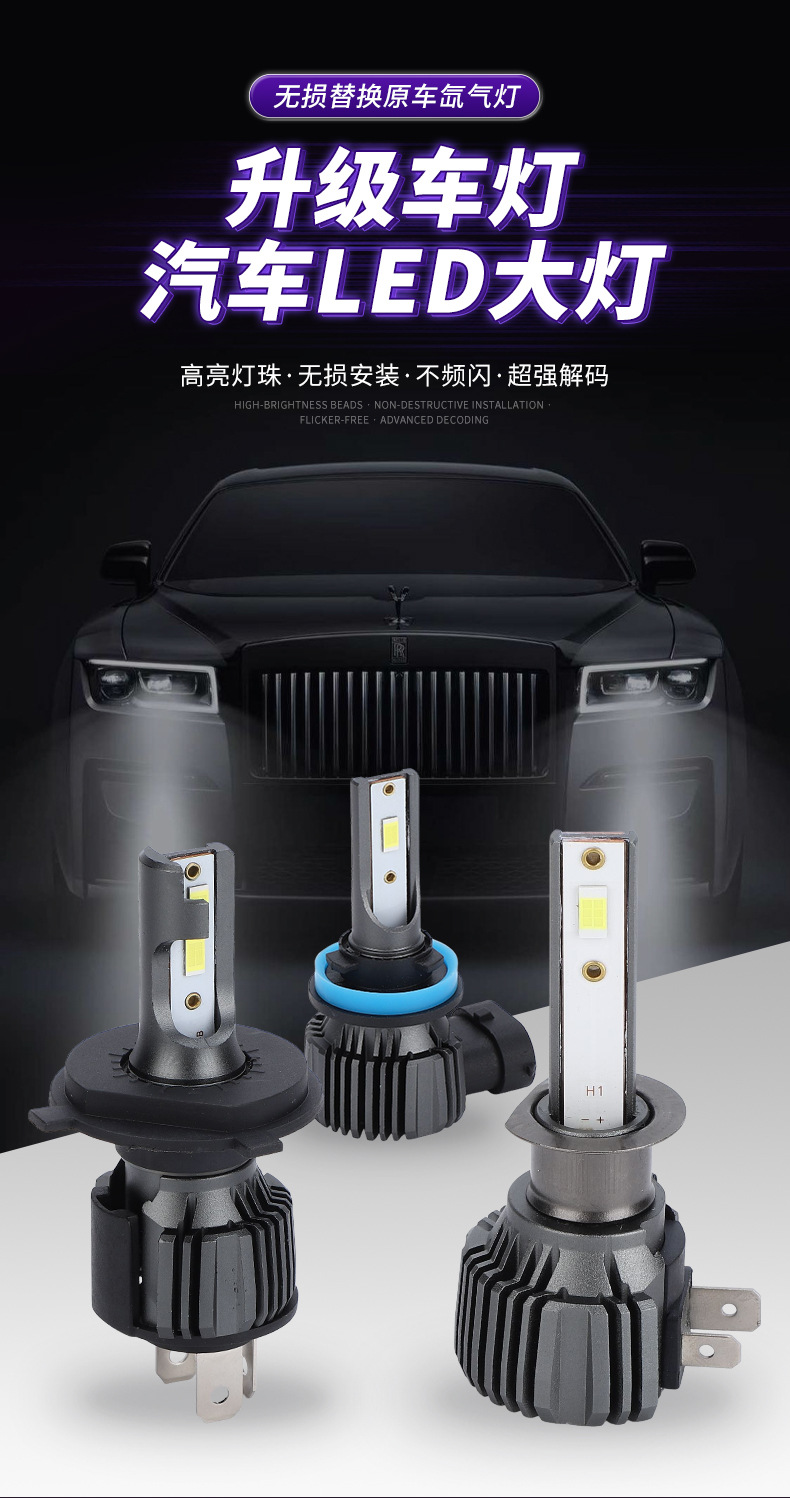 Wholesale car LED headlights 40W high-power H4 LED modified car headlights universal 12V bulbs for trucks