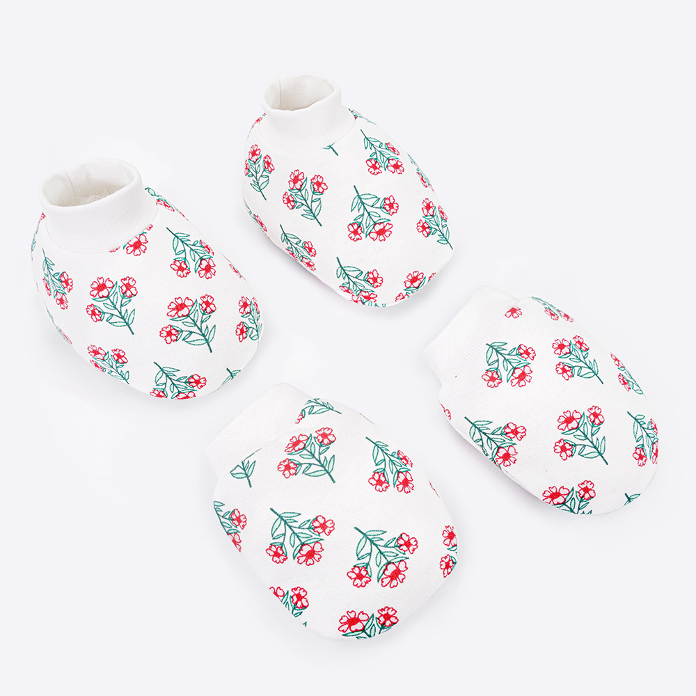 Guantes y cubrepiés protectores de algodón puro para bebés, Sunnozy, estilo europeo y americano, cálidos, antiarañazos, para manos y pies, venta al por mayor.