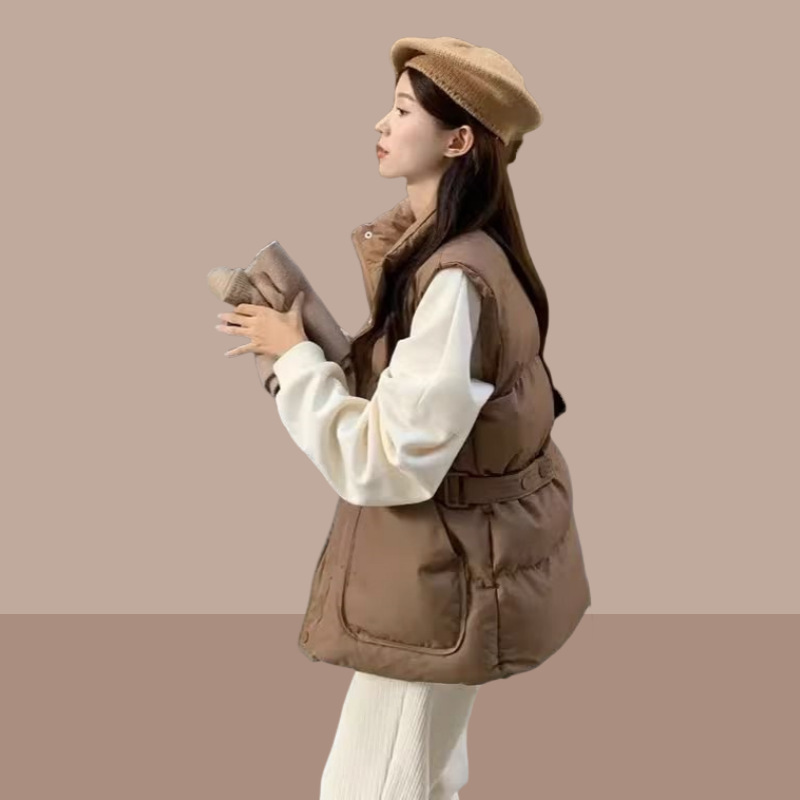 Down Cotton Vest for Women 2025 New Autumn and Winter Style Loose and Versatile Waist Slimming Look Outer Vest Short Jacket