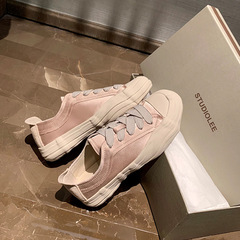 葡萄媽studiolee 夏季圓頭系帶帆布鞋百搭溶解半拖休閒運動板鞋女