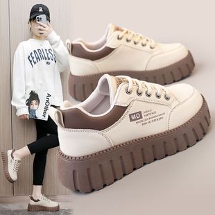 Cq299 New 2025 Spring and Summer Height-Increasing Sneakers Platform Soles Wear-Resistant Street Photography Trbottomyy Simple Women's Shoes Student Shoes