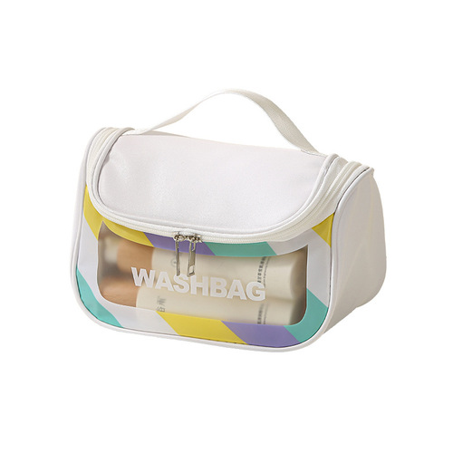 New makeup storage bag multi-functional travel outdoor cosmetic bag PU frosted visible colorful waterproof toiletry bag