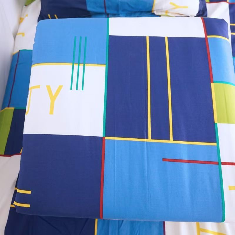 ⇞ Pure Cotton Three-Piece Bedding Set for Junior and Senior High School Students Dormitory, Including Quilt Cover, Bed Sheet, Pillowcase, Fitted Sheet, and Mattress Cover, Specifically for Schools