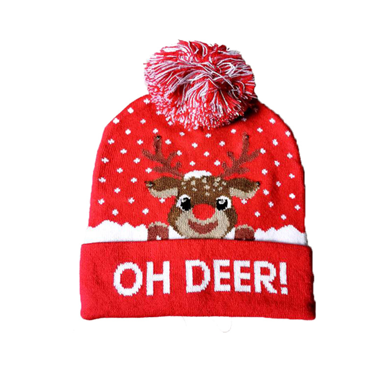 Decoración de Navidad suministros colorido luminoso de punto sombrero de alta gama ancianos sombrero de Navidad niños adultos de punto de Navidad