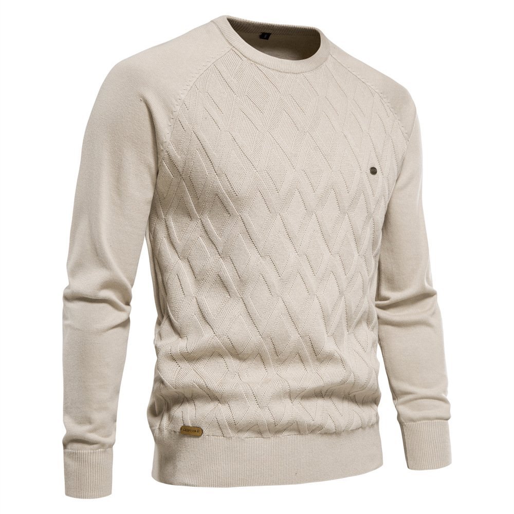 Hochwertiger 2024 Herbst- und Winterneuheiten Pullover aus reiner Baumwolle mit einfarbigem Strickpullover für Herren_voghion.com