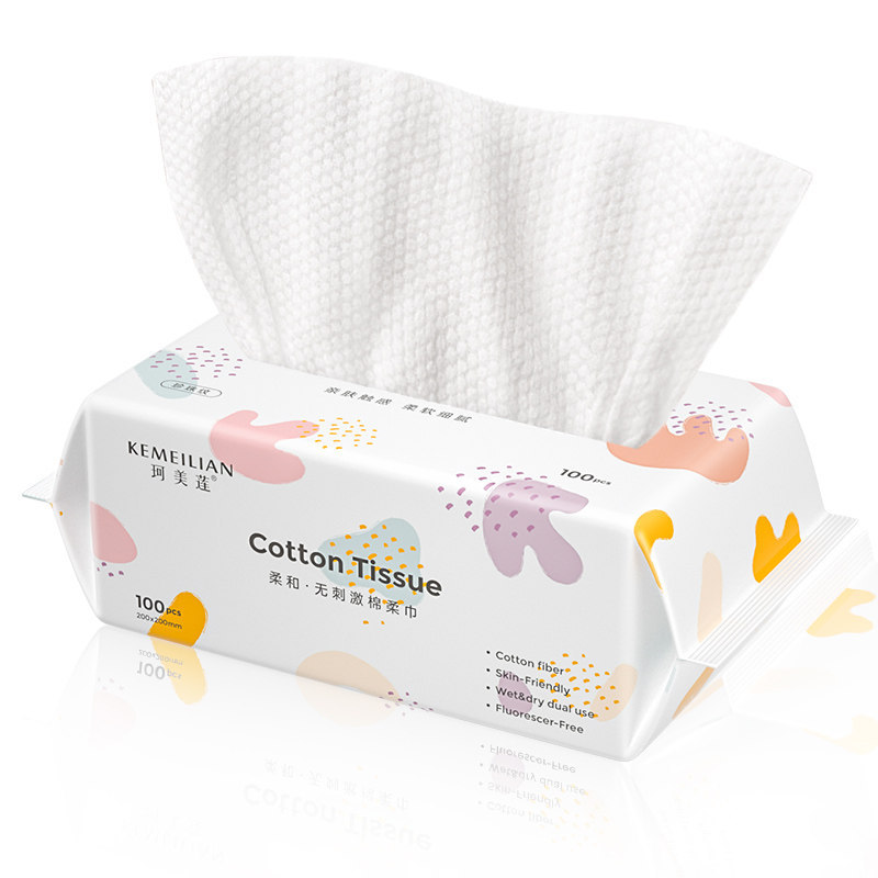 Toalla facial desechable Algodón puro Toalla suave de las mujeres Toalla de limpieza facial Extracción de papel toalla facial fábrica al por mayor algodón cosmético
