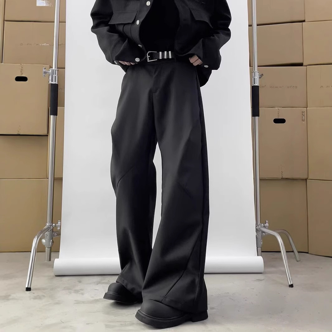 Spring and Autumn Simple Straight Texture All-match Western Pants Men's Fashionable Solid Color High-end Wide-leg Pants Yuppie Casual Western Pants